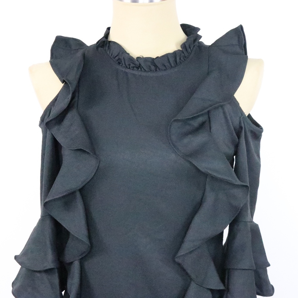 NWT Alpha & Omega Black Ruffle Dress - J0103 - Picture 3 of 7